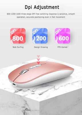 Silent Wireless Mouse 2.4G Ergonomic Mice 1600DPI 5 Button O