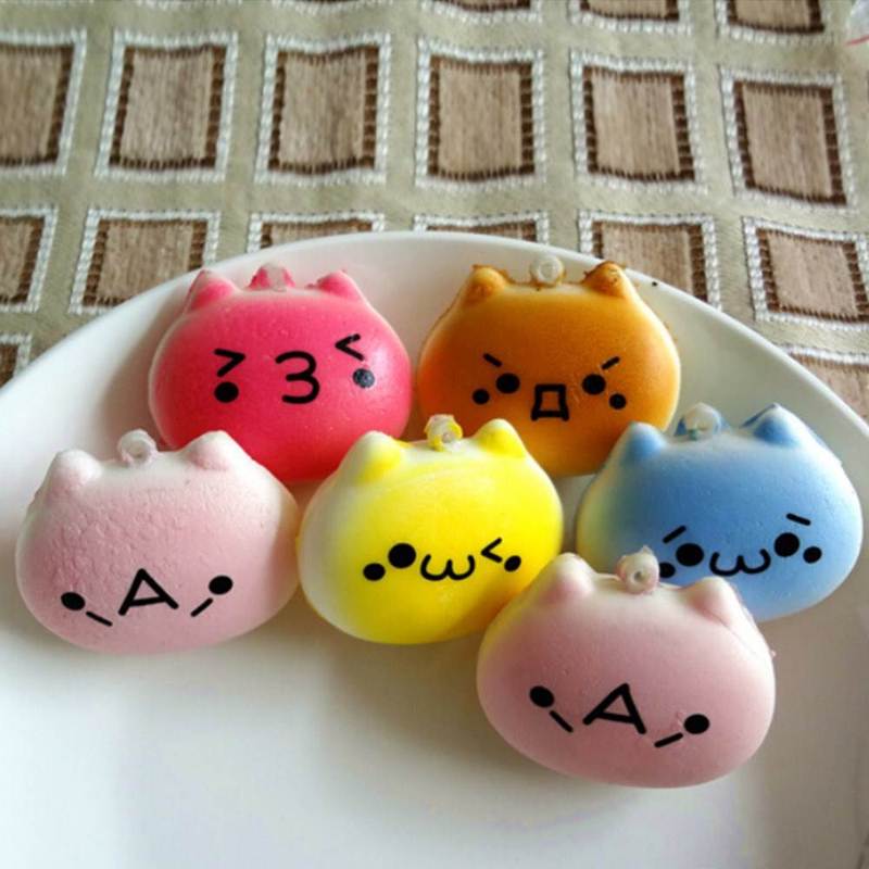 4cm Cartoon Cat Squishy Charms Kawaii Buns Bread Cell Phone