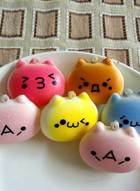 4cm Cartoon Cat Squishy Charms Kawaii Buns Bread Cell Phone