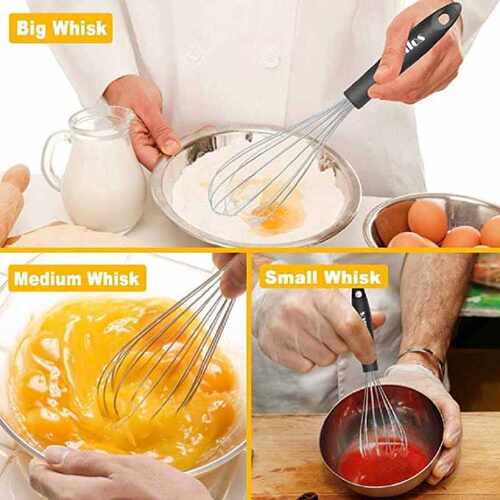 Stainless Steel Wire Whisk Manual Egg Beater Blender Milk Cr