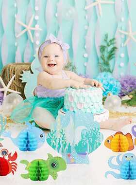 8psc/set Mermaid Ocean Animals DIY Honeycomb Ball Little Mer