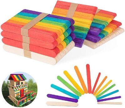 50Pcs/Colored Wooden Popsicle Sticks Natural Wood Ice Cream