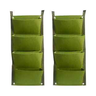 2pcs Garden Wall Hanging Office Felt Flower Container Greeni