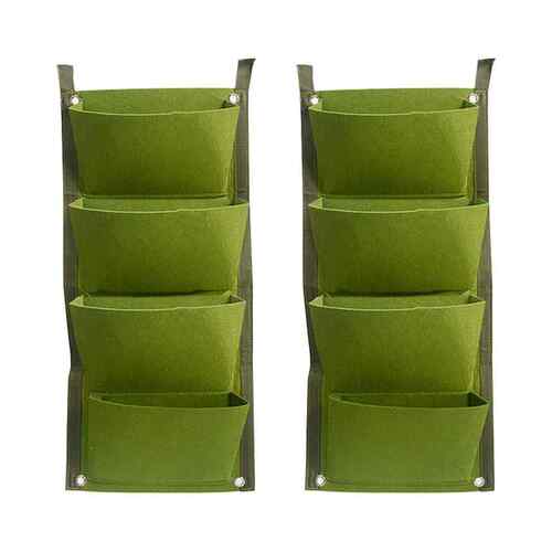 2pcs Garden Wall Hanging Office Felt Flower Container Greeni