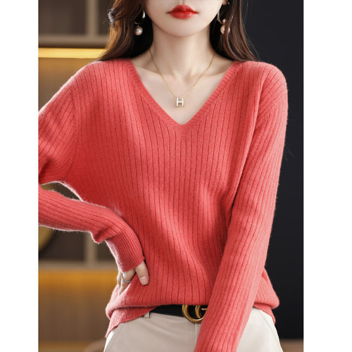 2022 Autumn Winter Warm Cashmere Sweater Women V-Neck Cashme