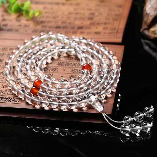 Eight grade a natural white crystal 108 bead bracelet with