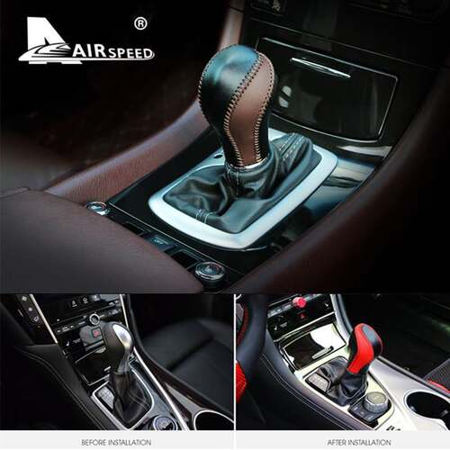 Leather Gear Shift Knob Handle Cowhide Cover Hand-sewn for I