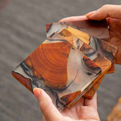 6PCS/Set Resin Pine Coasters Heat-resistant Placemats Drink