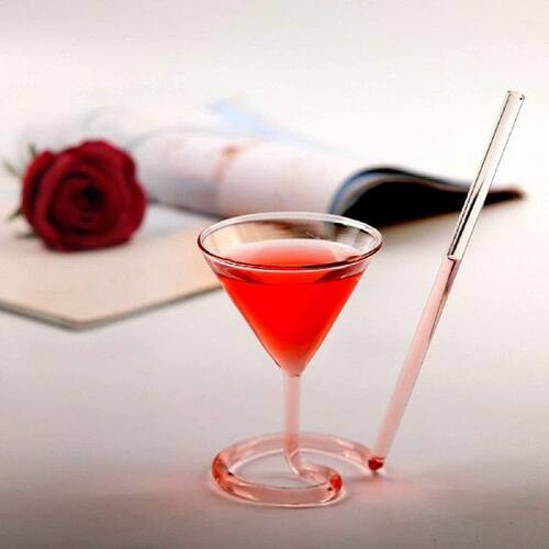 Glass Cup Spiral Cocktail Glass Revolving Martini Creative