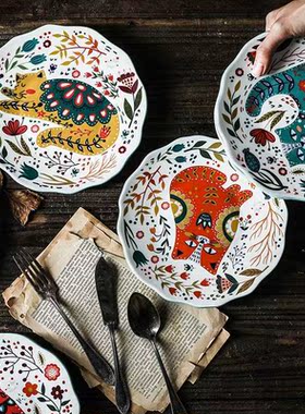 8 inch Colorful Cat Dinner Plate Under-glazed Ceramic Dinner