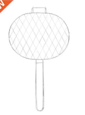 BBQ Fish Grill Bsket Wire Rck With Grids Reusble Folding