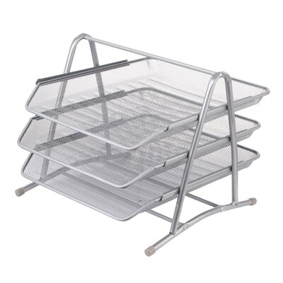 3 Tier Metal Mesh Document Rack File Holder Letter Tray for