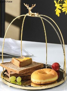 Home Birdcage Rack Golden Birdi Lying Deer Cake Stand Metal