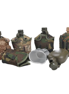 1L Army Military Water Bottle Camping Hiking Canteen Cup wit