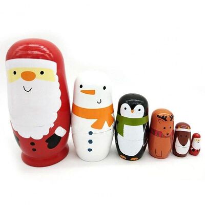 Russian Matryoshka Six-layer Santa Claus Wooden Toys