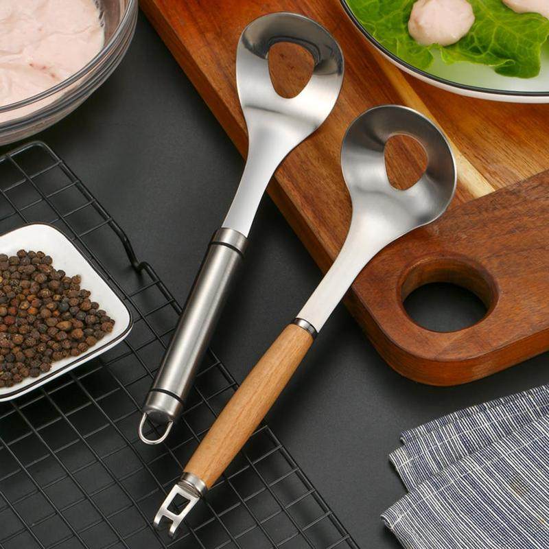 New Meatball Maker Spoon Stainless Steel Wooden Handle图片