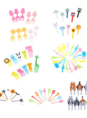 4-18pcs Animal Farm Cartoon Fruit Fork Set Sandwich Stick