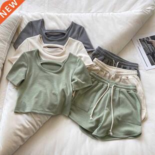 Summer Women Solid Color Yoga Suit Fitness Sportswe Workou