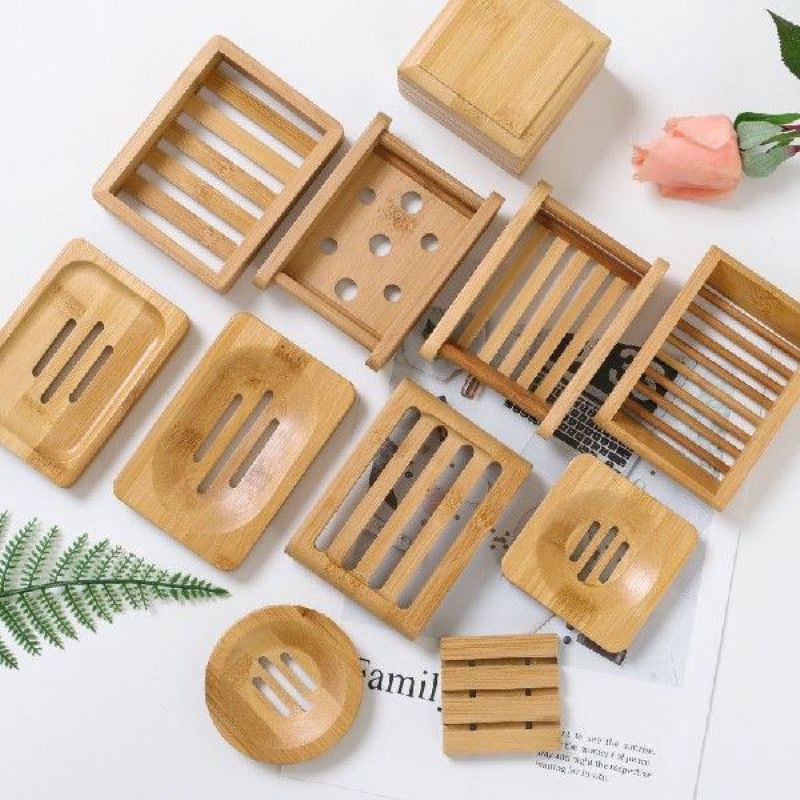 Bamboo Wooden Soap Dishes Portable Soap Holder Tray for