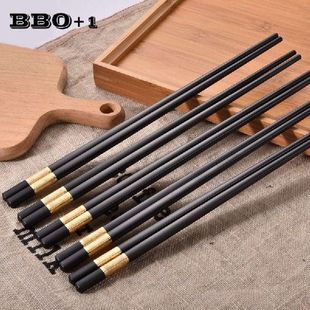 10pair Japanese Chopsticks Hashi Sushi Black Gold Plastic