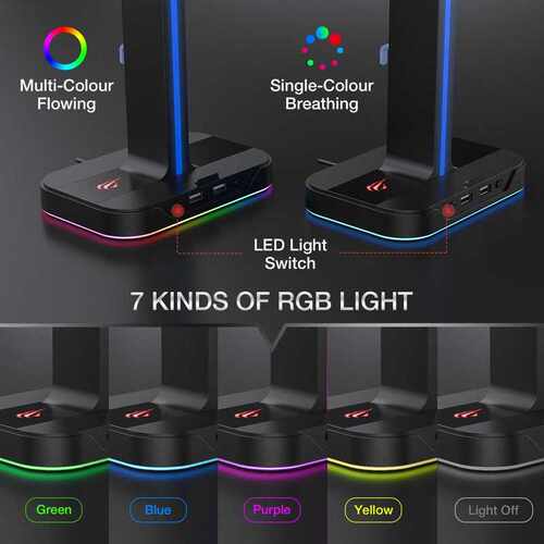 Havit Headphone Stand RGB Gaming Headset Standard Holder wi