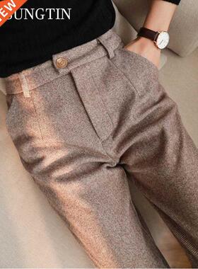 Sungtin Woolen Suit Pants Women Y2K Casual High Waist Office