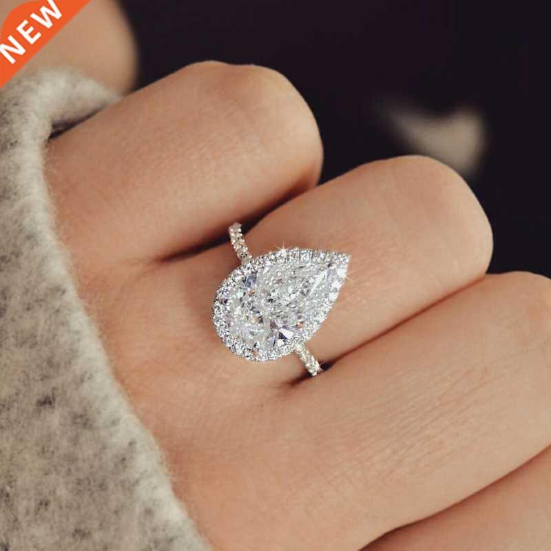 Vintage style Pear Shape Engagement Ring Silve Color Promise