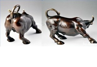 Big Wall Street Bronze Fierce Bull OX Statue decorations