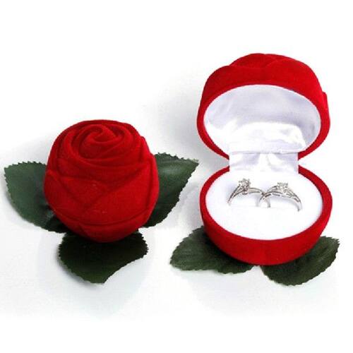 Artificial Flower Red Rose head Jewelry Box Good Beautiful