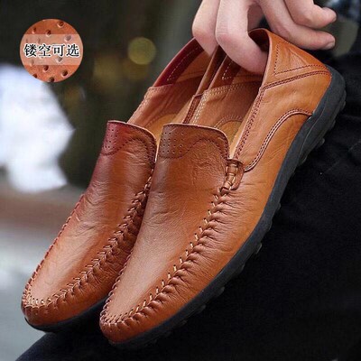 Flat Casual Slip On Leather Spring Loafers For Men Shoes