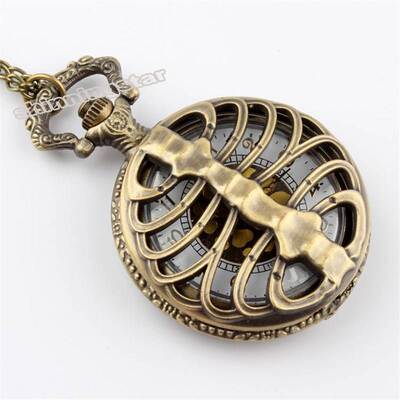 Vintage Nursing Spine Ribs Hollow Quartz Pocket Watch Neckla