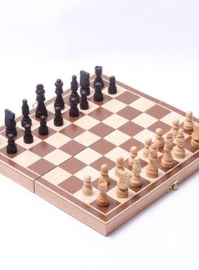 34cm*34cm International Wooden Chess Board Checkers Foldabl