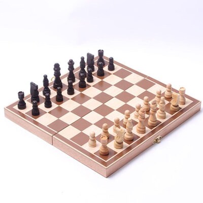 34cm*34cm International Wooden Chess Board Checkers Foldabl