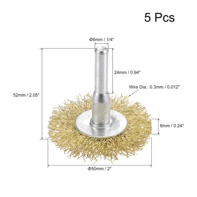 Uxcell 50mm x 6mm 6mm Shank Stainless Steel Brass Plated