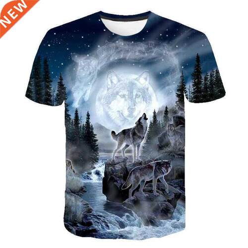 Male Fashion T-shirt Male 2019 Newest 6XL Wolf 3D Print Anim