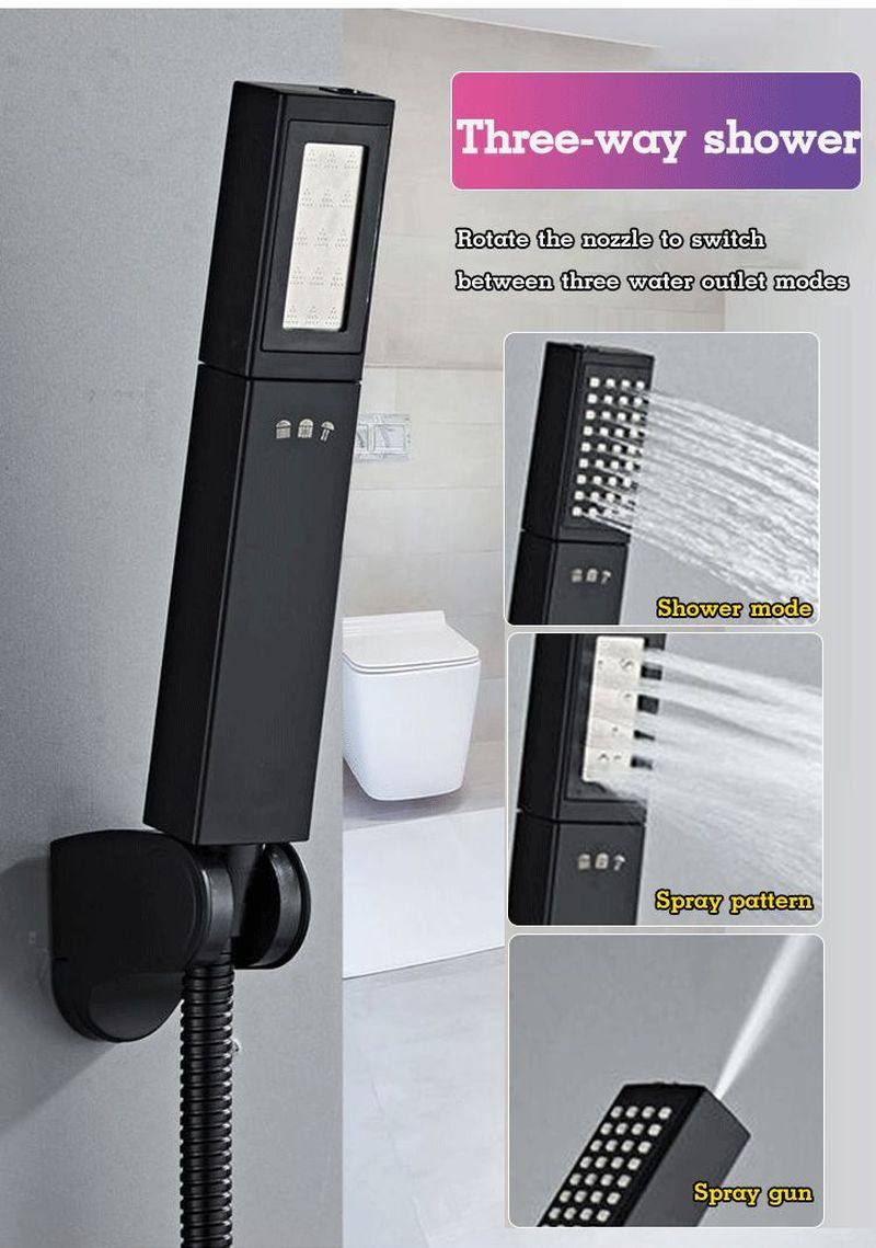 shower head water saving black 3 mode adjustable high