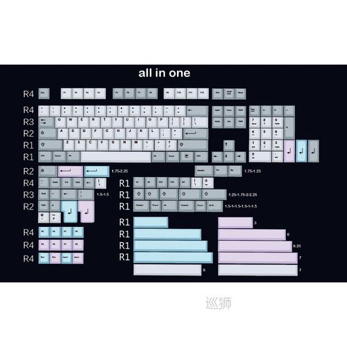 muted colorway 169 Cherry profile Dye Sub Keycap Set thick P