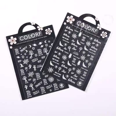 1 Sheets 3D Nail er Festive Glow Nail Art ers Halloween Bat