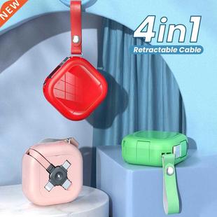 4in1 Retractable USB Type C Micro USB Charge Cable for iPhon