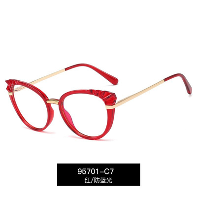 Women Cat Eye Glasses Frame Myopia Full Metal fashion eyed
