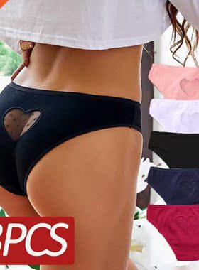3PCS/Set Cotton Panties Women Lace Transpent Het Low-Wai