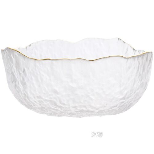 Japanese Style Iceberg Glass Bowl with Glod Rim Transparent