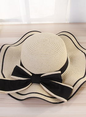 New Summer Women's Boater Beach Hat Wide Side Female