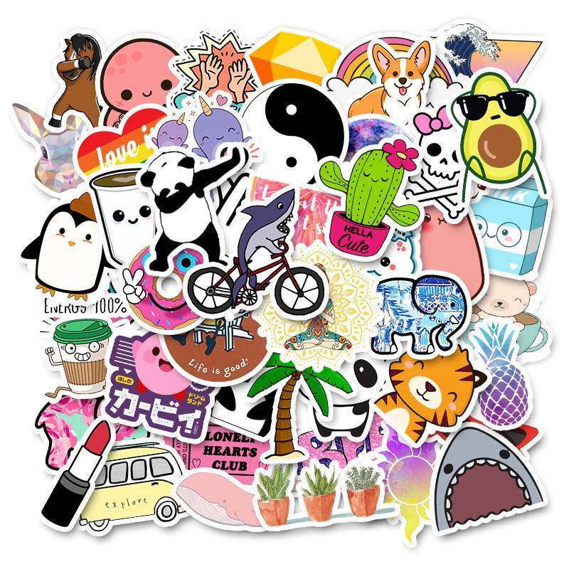 50PCS Cartoon Cute Vsco Girl Stickers Things Vinyl Waterproo