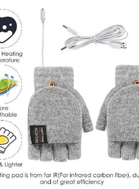 5V USB Heating Gloves Winter Double-sided Knitted Heated