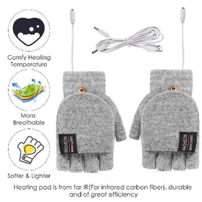 5V USB Heating Gloves Winter Double-sided Knitted Heated