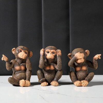 3 Pieces Resin Ornaments Cartoon Orangutan Shaped Figurine