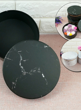 3pcs/set Round Gift Box Black White Marbling Pattern