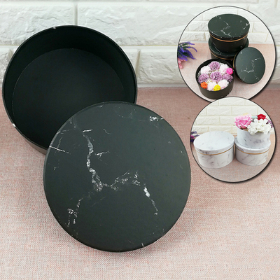 3pcs/set Round Gift Box Black White Marbling Pattern