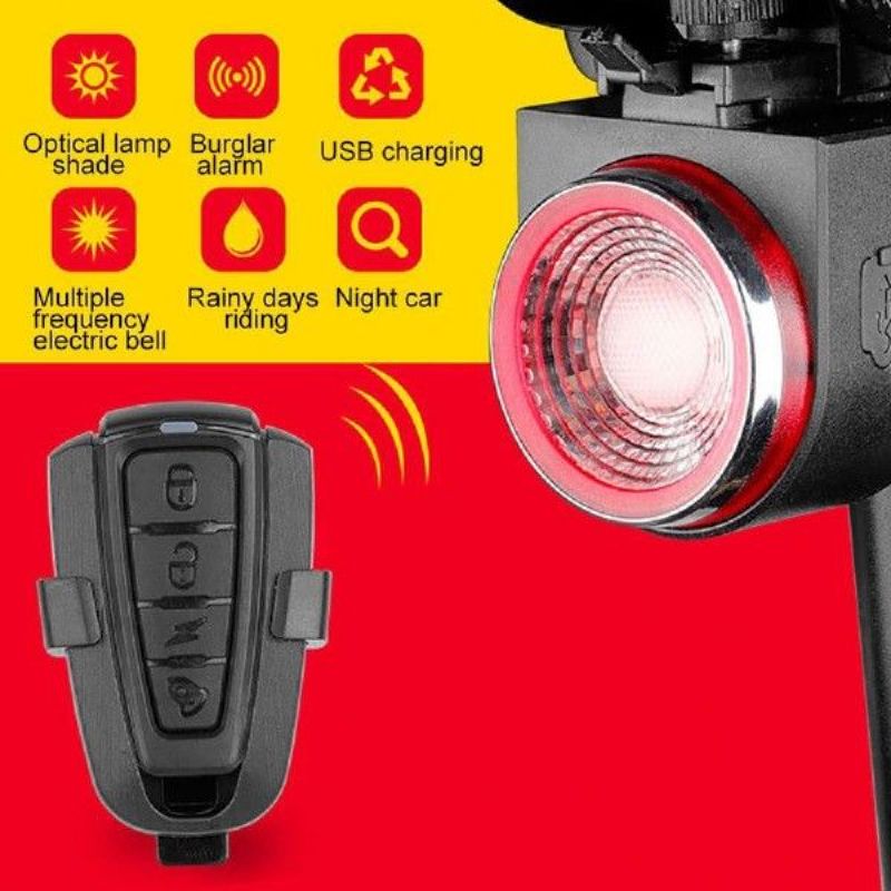 Bicycle Rear Lamp Braking Light Burglary Alarm Remote Call